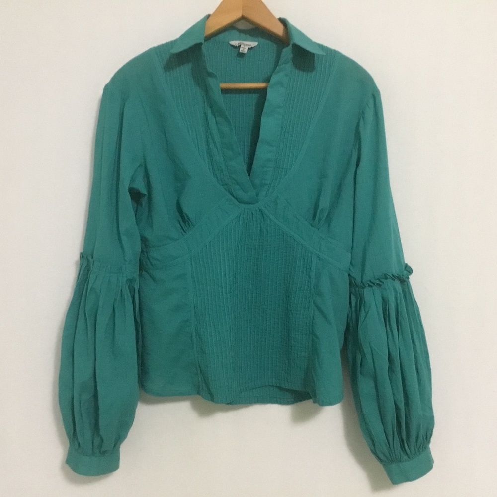J. Peterman Teal Lantern Long Sleeve Top Women’s Size 4